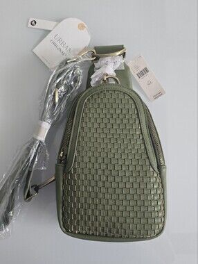 Anthropologie Woven Olive Green Crossbody Bag